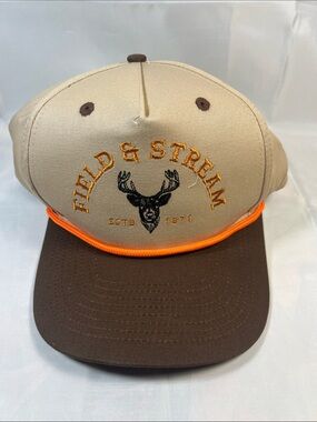 Field & Stream Beige and Brown Cap with Orange Trim